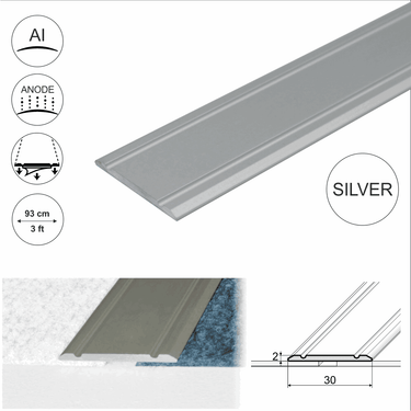 A02 30mm Anodised Aluminium Flat Door Threshold Strip - Cayrus World of Finishing