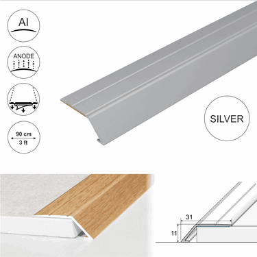 A45 31mm Anodised Aluminium Self Adhesive Door Threshold Ramp Profile - Cayrus World of Finishing