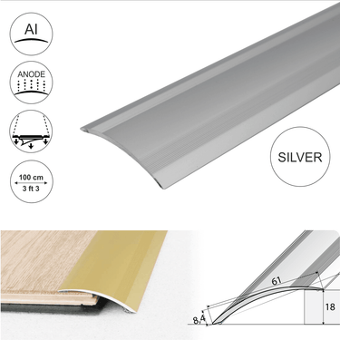 A49 61mm Anodised Aluminium Self Adhesive Door Threshold Ramp Profile - Cayrus World of Finishing