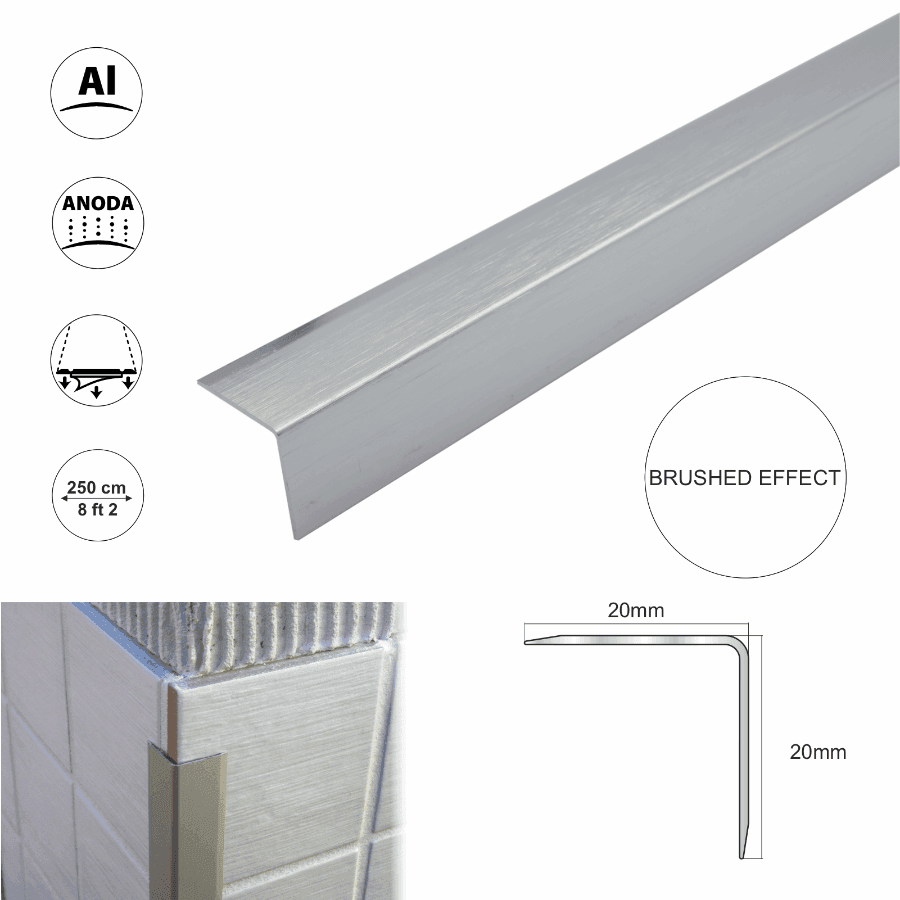 Cladding Protection Angles Aluminium Retro-Fit Tile Trim Angle Edge Protector Cladding Corner Tri
