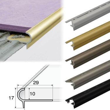 A80 29mm x 17mm x 10mm Stair Nosing Edge Trim Step Edging For Tiles - Cayrus World of Finishing