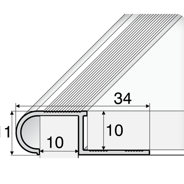 A81 34mm x 11mm x 10mm Aluminium Stair Nosing Edge Trim Step Edging For Tiles - Cayrus World of Finishing