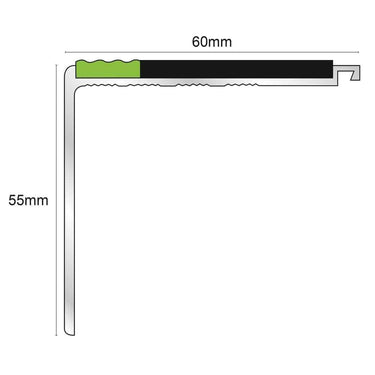 AHD17 60 x 55mm DDA Compliant Non Slip Stair Nosing - Cayrus World of Finishing