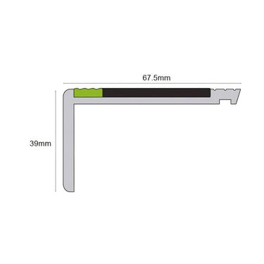 AHP 67.5 x 39mm Non Slip Tredsafe Aluminator® Heavy Duty PVC Stair Nosing - Cayrus World of Finishing
