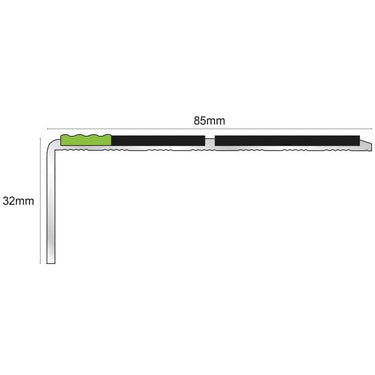 ASL09 Tredsafe 85x30mm Aluminium Non Slip Stair Nosing Edge Trim With Pvc Insert - Cayrus World of Finishing