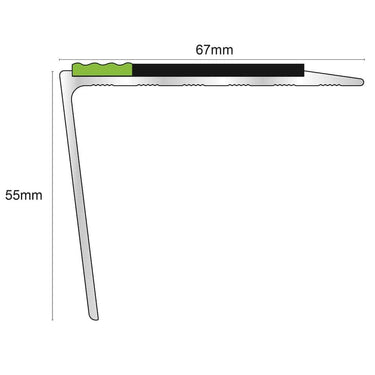 ASL26 67x55mm Tredsafe DDA Compliant Aluminium Non Slip Stair Nosing Edge Trim With Pvc Insert - Cayrus World of Finishing