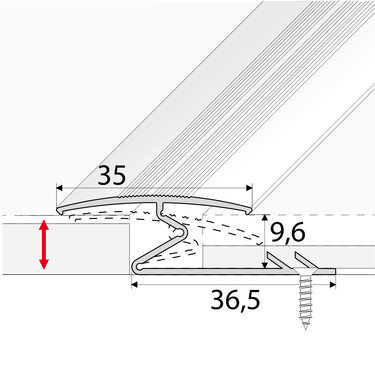 C69 35mm Anodised Aluminium Z Carpet Profile