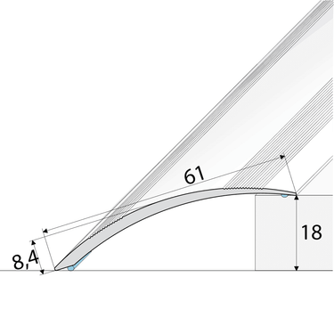 A49 61mm Anodised Aluminium Self Adhesive Door Threshold Ramp Profile - Cayrus World of Finishing