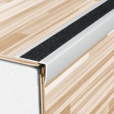 A44 41 x 26.6mm Anodised Aluminium Non Slip Stair Nosing Edge Trim With Non Slip Tape - Cayrus World of Finishing