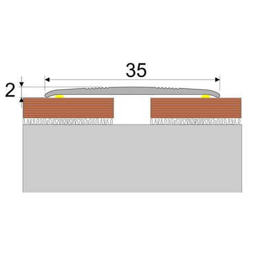 A08 35mm Aluminium Wood Effect Flat Self Adhesive Door Threshold Strip - Cayrus World of Finishing