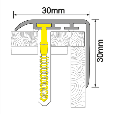 D-K0200 30 x 30mm Pvc Wood Effect Stair Nosing Edge Trim