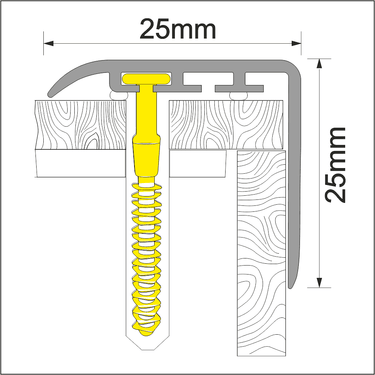 D-K0300 25 x 25mm Pvc Wood Effect Stair Nosing Edge Trim