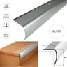 Silver aluminium stair nosing bullnose edge trim 200cm with 35×45mm profile and installation example