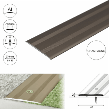 A08 35mm Anodised Aluminium Flat Door Threshold Profile - Cayrus World of Finishing #colour_champagne