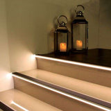 NALR50 Vision Light Down Aluminium Non Slip Stair Nosing 76.5 x 26mm with LED Lighting Edge Trim