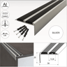 15 Pack Silver A37 0.9m x 36mm x 20mm Screw Fit Anodised Aluminium Non Slip Stair Nosing With Black Rubber - Cayrus World of Finishing